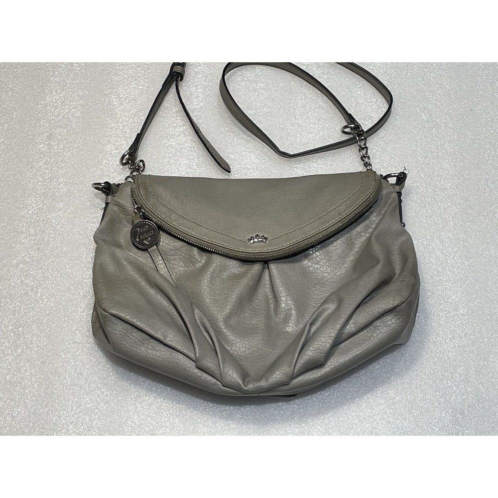 JUICY COUTURE GRETA‎ FLAP CROSSBODY GRAY LEATHER